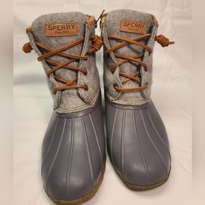 Women's Sperry Fleece Wool Duck Boots waterproof insulated size 9 gray